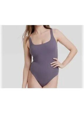 Auden size XXL Luxe Stretch Fully Lined Thong Bodysuit Mauve Grey Purple New